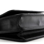 Shiny Crumpled Calfskin Crystal Quilted Precious Handle Clutch With Chain Black