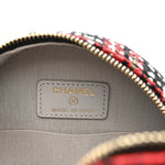 Tweed Quilted Chanel 19 Round Clutch With Chain  Red Black White Green