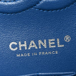 Caviar Chevron Quilted Medium Double Flap Blue