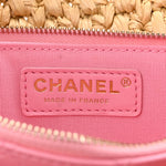 Raffia Chain Venice Beach Flap Bag Beige Pink