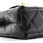 Shiny Aged Calfskin Quilted Mini Nano Kelly Shopper Black