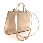 Metallic Vegan Leather Medium Shopping Bag Gold