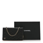 Lambskin Quilted Book Wallet On Chain WOC Black