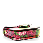 X KEN SCOTT New Shangai Calfskin Pomponica Print Horsebit 1955 Shoulder Bag  Multicolor Fuxia Pompon