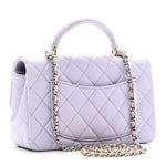Lambskin Quilted Mini Top Handle Rectangular Flap Light Purple