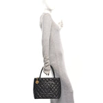 Caviar Quilted Medallion Tote Black