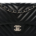 Lambskin Chevron Quilted Small Double Flap Black