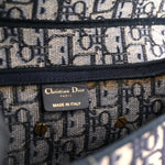 Oblique Embroidered Saddle Bag Blue
