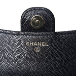Caviar Quilted Flap Phone Holder With Chain Navy Blue