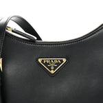 Soft Calfskin Arque Shoulder Bag Black