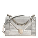 Metallic Patent Micro-Cannage Medium Diorama Flap Bag Silver