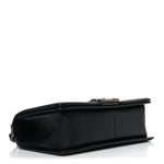 Calfskin Chevron Quilted Medium Boy Flap Black