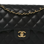 Caviar Quilted Jumbo Double Flap Black