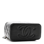 Caviar Quilted Small Vanity Case With Chain Black