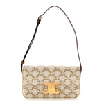 Canvas Calfskin Triomphe Shoulder Bag White