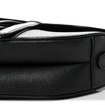 Grained Calfskin Saddle Bag With Strap Black