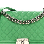 Caviar Quilted Medium Boy Flap Green