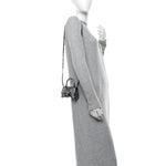 Shiny Calfskin Snakeskin Effect Hourglass Top Handle Bag Mini Silver Black
