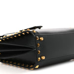 Grainy Calfskin Small Rockstud Alcove Top-Handle Flap Bag Black