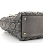 Metallic Grained Calfskin Cannage Medium Supple Lady Dior Steel