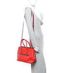Pebbled Calfskin Gotham Bauletto Satchel Red