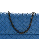 Nappa Intrecciato Small Chain Crossbody Blue