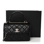 Lambskin Quilted Small Trendy CC Dual Handle Flap Bag Black