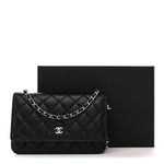Caviar Quilted Wallet on Chain WOC Black