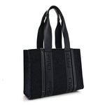 Felt Shiny Calfskin Medium Woody Ribbon Tote Obscure Navy