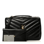 Lambskin Chevron Quilted Large Loulou Black