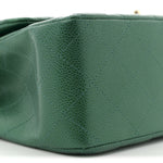 Metallic Caviar Quilted Jumbo Double Flap Green