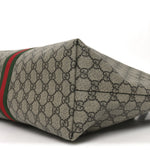 GG Supreme Monogram Textured Calfskin Web Medium Ophidia Shopping Tote Beige Ebony New Acero