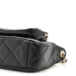 Shiny Crumpled Lambskin Quilted Mini Clutch With Chain Black