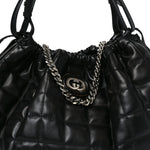 Calfskin Quilted Medium Deco Tote Bag Black