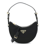 Re-Nylon Spazzolato Mini Arque Shoulder Bag Black