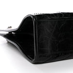 Crinkled Calfskin Matelasse Monogram Medium Niki Shopper Tote Black