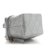 Metallic Caviar Quilted Mini Top Handle Vanity With Chain Silver