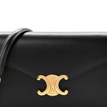 Shiny Calfskin Triomphe Margo Wallet on Chain Black