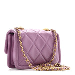 Shiny Lambskin Quilted Extra Mini Flap Purple