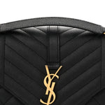 Grain De Poudre Textured Mixed Matelasse Triquilt Medium Monogram Satchel Black