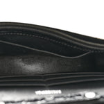 Shiny Calfskin Monochrome Crocodile Embossed Hourglass Chain Bag Black