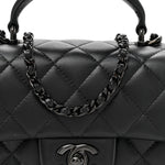 Lambskin Quilted Mini Top Handle Rectangular Flap So Black