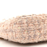 Cotton Wool Tweed Sequin Quilted Shiny Coco Clutch With Chain Light Pink Beige Ecru