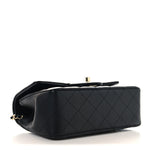Lambskin Quilted Mini Top Handle Rectangular Flap Black