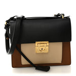 Calfskin Gancio Lock Marisol Top Handle Satchel Ecorce Black