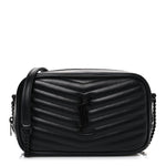Calfskin Matelasse Monochrome Monogram Mini Lou Camera Bag Black