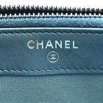 Metallic Caviar Quilted Small Boy Clutch With Chain Turquoise