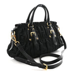 Tessuto Nylon Gaufre Shopping Satchel Black