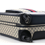 GG Supreme Monogram Textured Dollar Calfskin Web Small Savoy Cabin Trolley Beige Blue