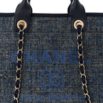 Lurex Canvas Medium Deauville Tote Navy Blue